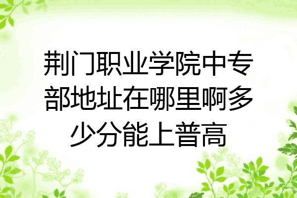 荆门职业学院中专部地址在哪里啊多少分能上普高