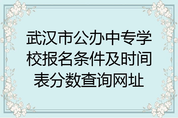 武汉市公办中专学校报名条件及时间表分数查询网址