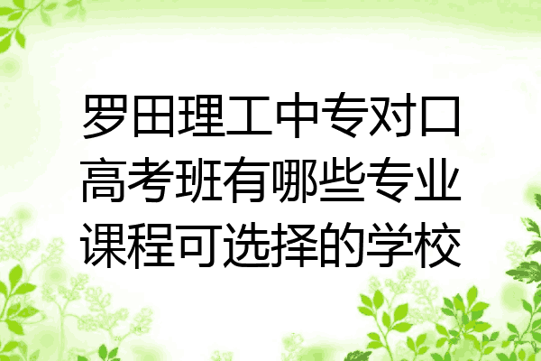 罗田理工中专对口高考班有哪些专业课程可选择的学校