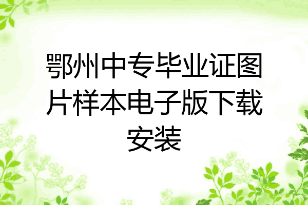 鄂州中专毕业证图片样本电子版下载安装