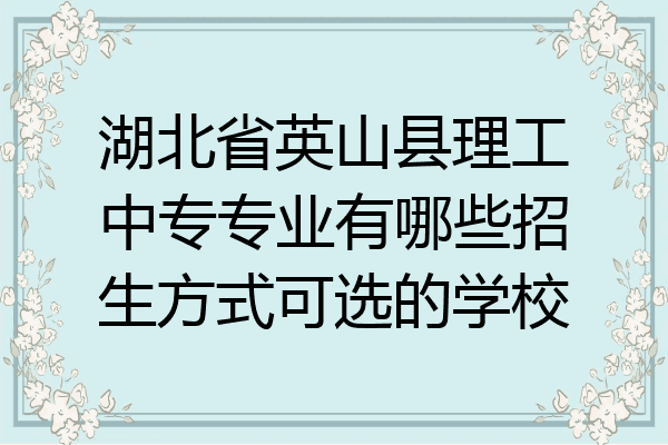 湖北省英山县理工中专专业有哪些招生方式可选的学校
