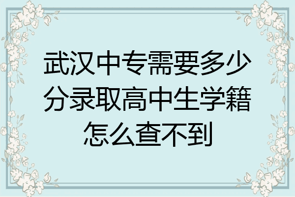 武汉中专需要多少分录取高中生学籍怎么查不到