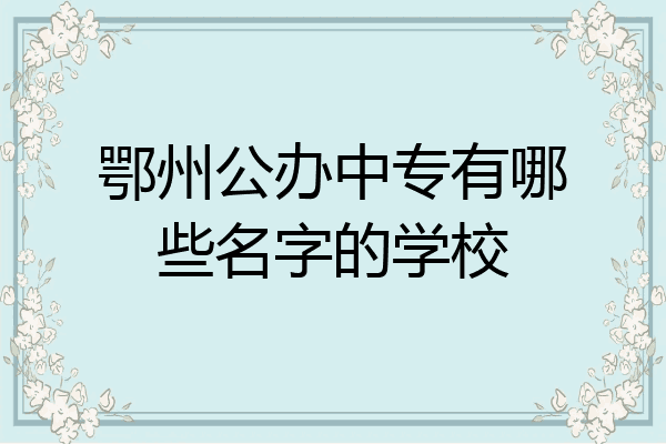 鄂州公办中专有哪些名字的学校