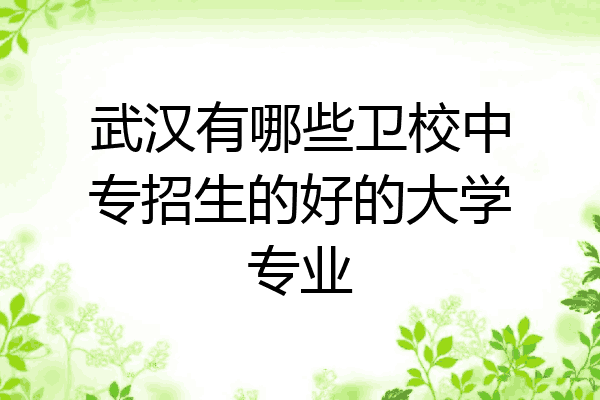 武汉有哪些卫校中专招生的好的大学专业