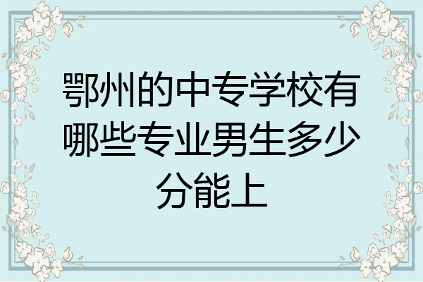 鄂州的中专学校有哪些专业男生多少分能上