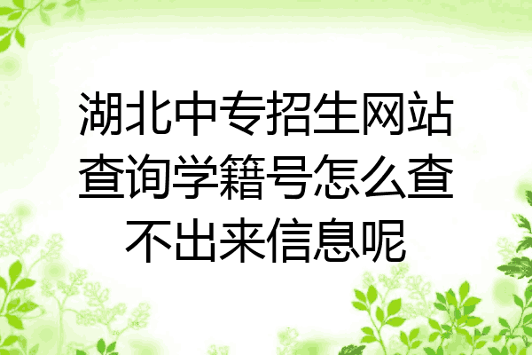 湖北中专招生网站查询学籍号怎么查不出来信息呢