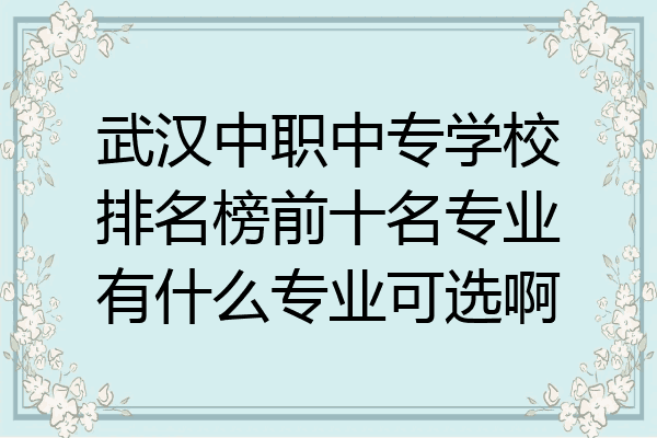 武汉中职中专学校排名榜前十名专业有什么专业可选啊