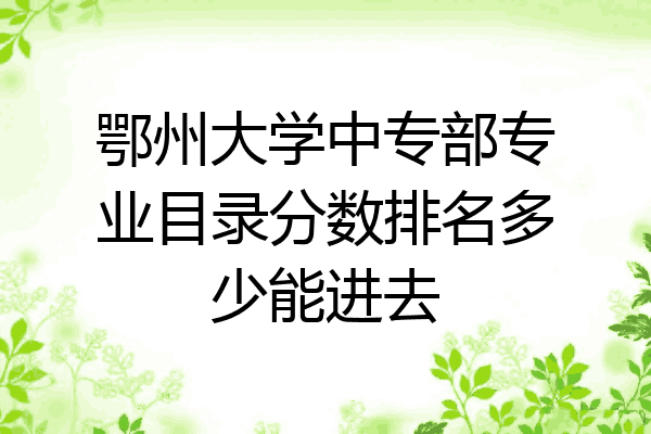 鄂州大学中专部专业目录分数排名多少能进去