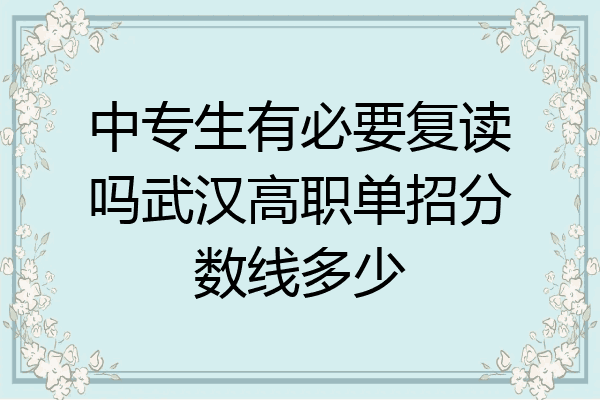 中专生有必要复读吗武汉高职单招分数线多少