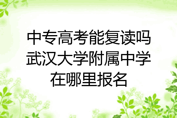 中专高考能复读吗武汉大学附属中学在哪里报名