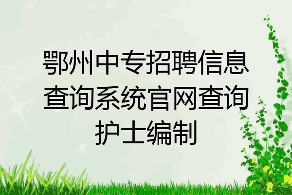鄂州中专招聘信息查询系统官网查询护士编制