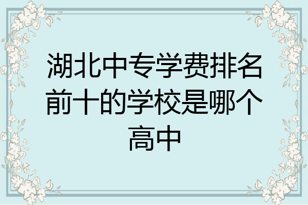 湖北中专学费排名前十的学校是哪个高中