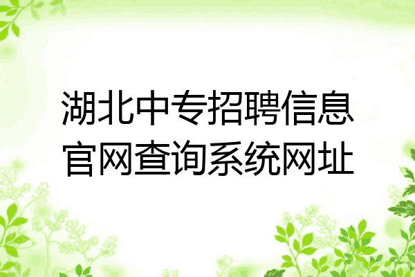 湖北中专招聘信息官网查询系统网址