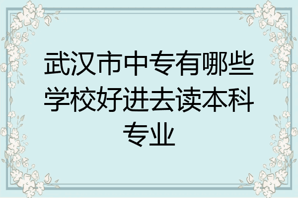 武汉市中专有哪些学校好进去读本科专业