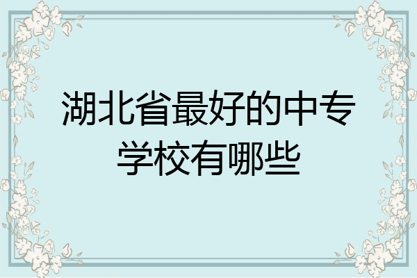 湖北省最好的中专学校有哪些
