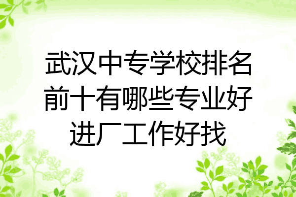 武汉中专学校排名前十有哪些专业好进厂工作好找