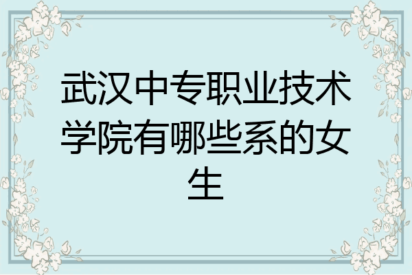 武汉中专职业技术学院有哪些系的女生