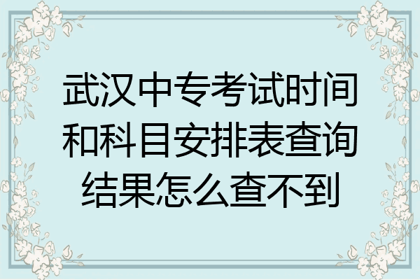 武汉中专考试时间和科目安排表查询结果怎么查不到