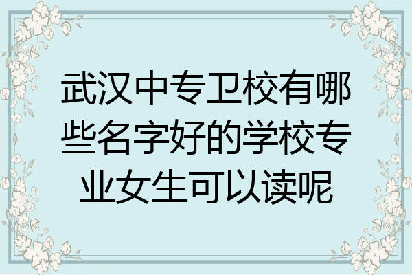 武汉中专卫校有哪些名字好的学校专业女生可以读呢