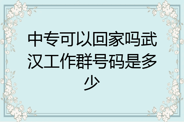 中专可以回家吗武汉工作群号码是多少