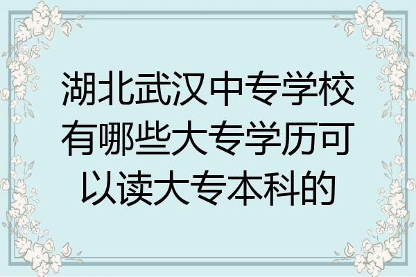 湖北武汉中专学校有哪些大专学历可以读大专本科的