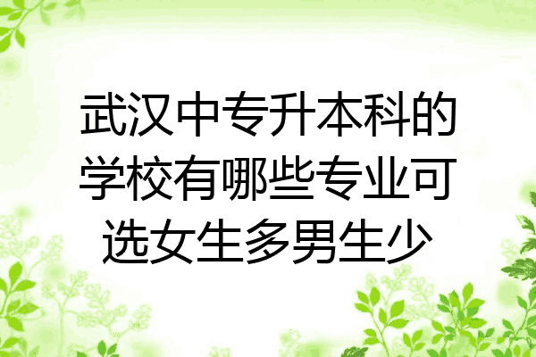 武汉中专升本科的学校有哪些专业可选女生多男生少