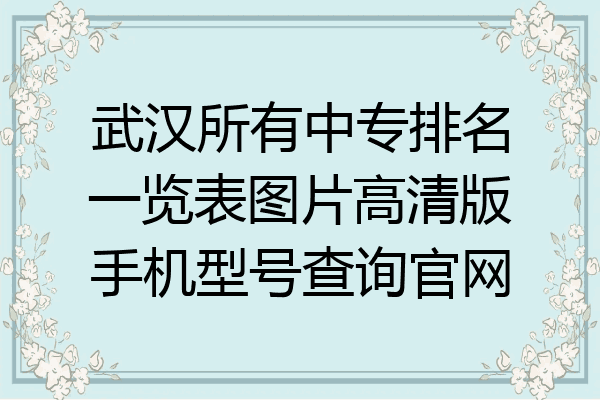 武汉所有中专排名一览表图片高清版手机型号查询官网