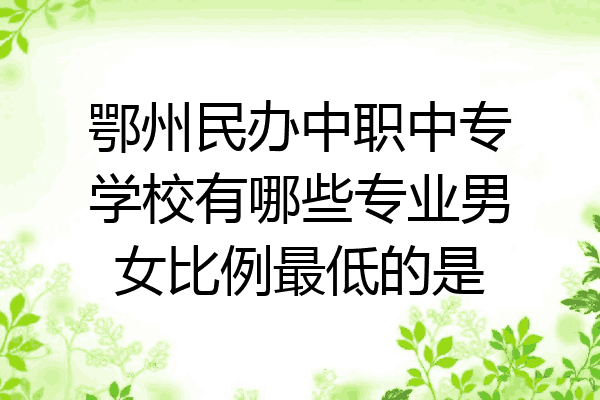 鄂州民办中职中专学校有哪些专业男女比例最低的是