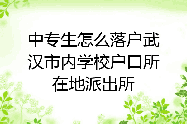中专生怎么落户武汉市内学校户口所在地派出所