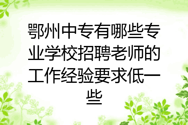 鄂州中专有哪些专业学校招聘老师的工作经验要求低一些