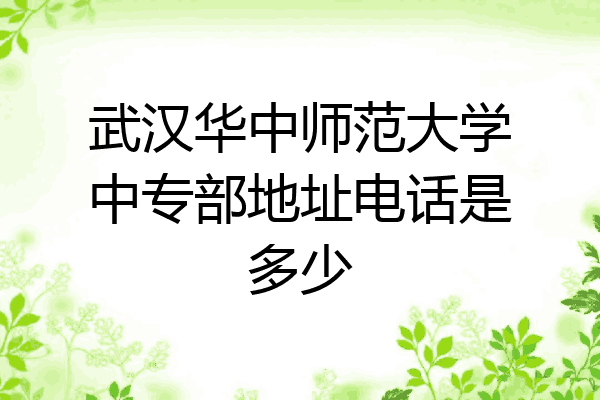 武汉华中师范大学中专部地址电话是多少