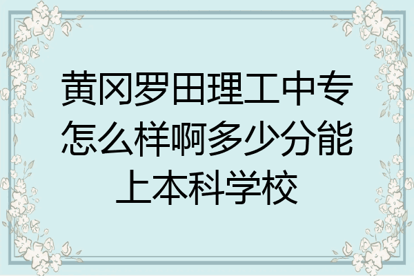黄冈罗田理工中专怎么样啊多少分能上本科学校