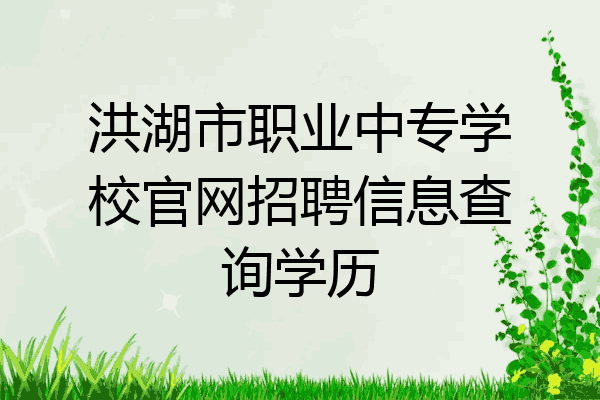 洪湖市职业中专学校官网招聘信息查询学历