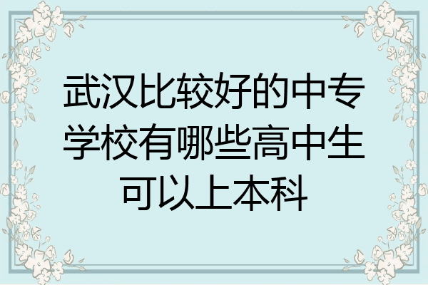 武汉比较好的中专学校有哪些高中生可以上本科