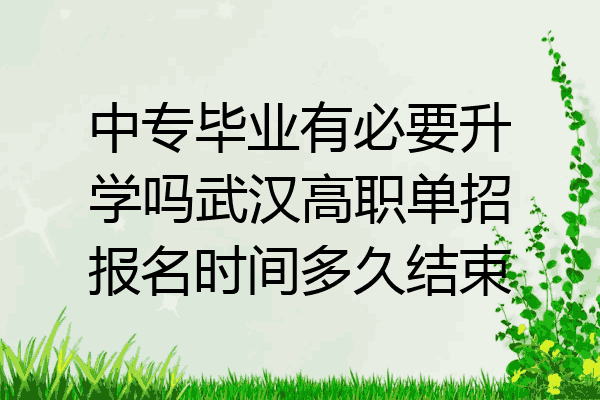 中专毕业有必要升学吗武汉高职单招报名时间多久结束
