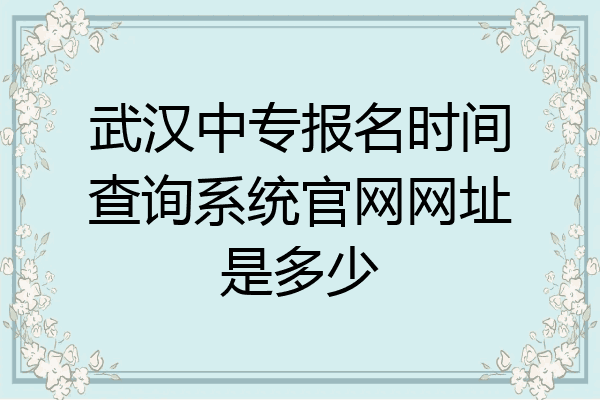 武汉中专报名时间查询系统官网网址是多少