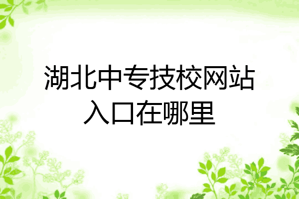 湖北中专技校网站入口在哪里