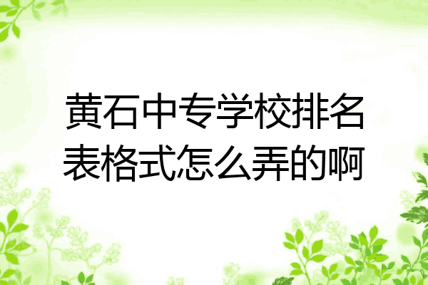 黄石中专学校排名表格式怎么弄的啊