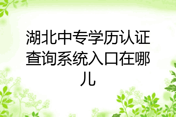湖北中专学历认证查询系统入口在哪儿