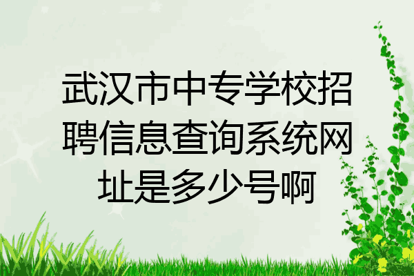 武汉市中专学校招聘信息查询系统网址是多少号啊