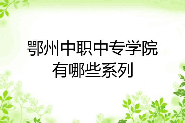 鄂州中职中专学院有哪些系列