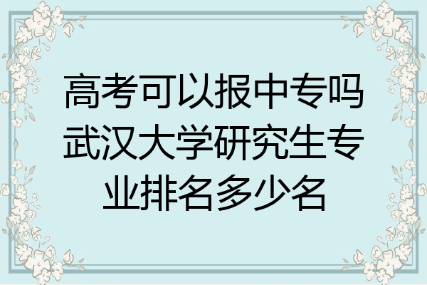 高考可以报中专吗武汉大学研究生专业排名多少名