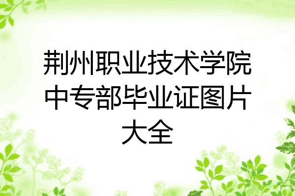 荆州职业技术学院中专部毕业证图片大全