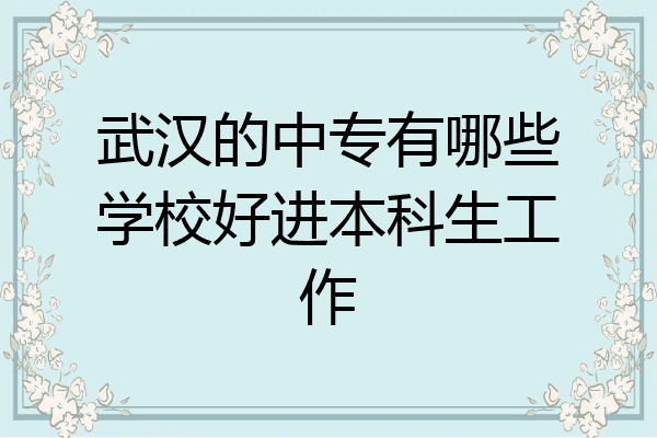 武汉的中专有哪些学校好进本科生工作