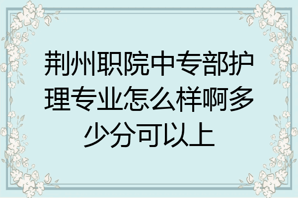 荆州职院中专部护理专业怎么样啊多少分可以上