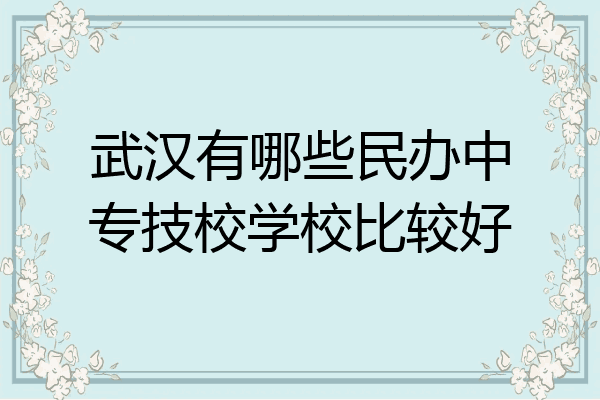 武汉有哪些民办中专技校学校比较好