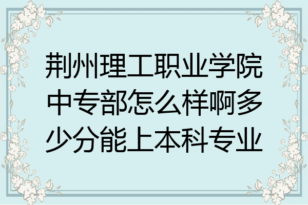 荆州理工职业学院中专部怎么样啊多少分能上本科专业