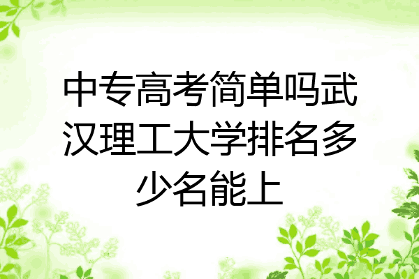 中专高考简单吗武汉理工大学排名多少名能上