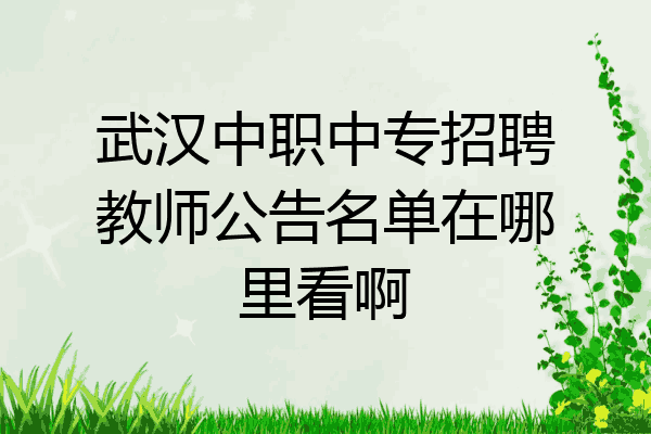 武汉中职中专招聘教师公告名单在哪里看啊
