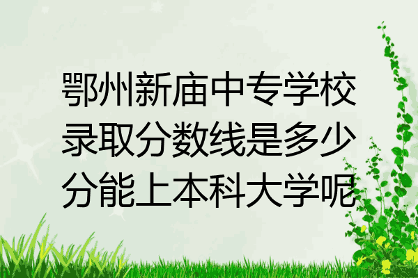 鄂州新庙中专学校录取分数线是多少分能上本科大学呢